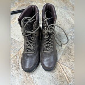 Timberland Brown Leather & Suede Lace-Up Heeled Boots – Women’s Size 6 Ortholite